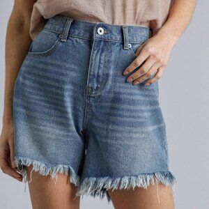 Brand New Ladies High Rise Denim Shorts with Raw Hem Size 5 Great for summer fun
